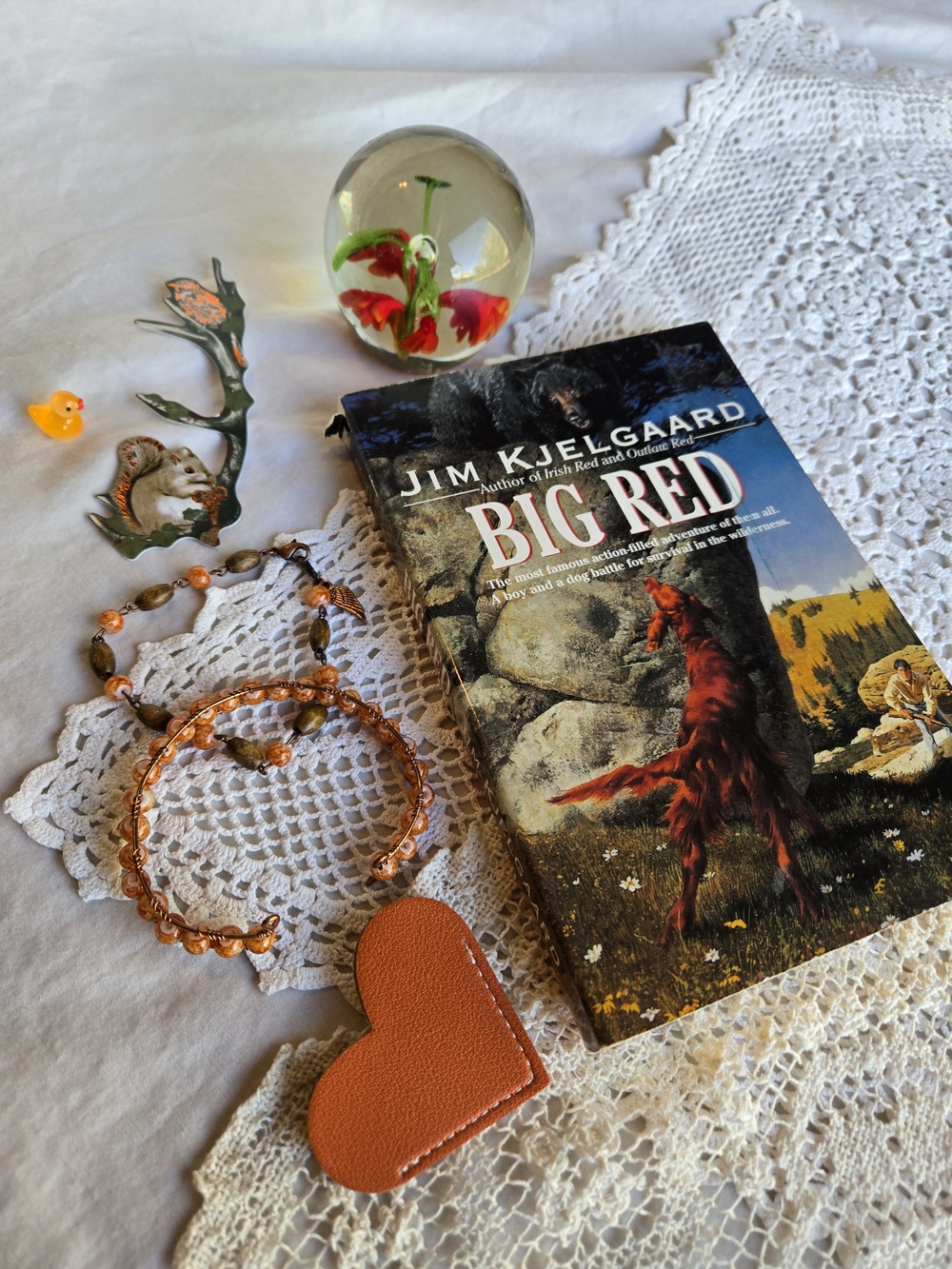 Jim Kjelgaard "Big Red" Paperback Novel And Trinket Bundle